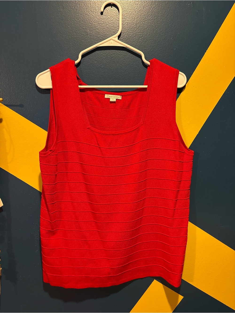 Erm London Red Square Neck Tank Top EUC